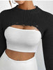 Distressed Long Sleeve Cropped Sweater Trendsi