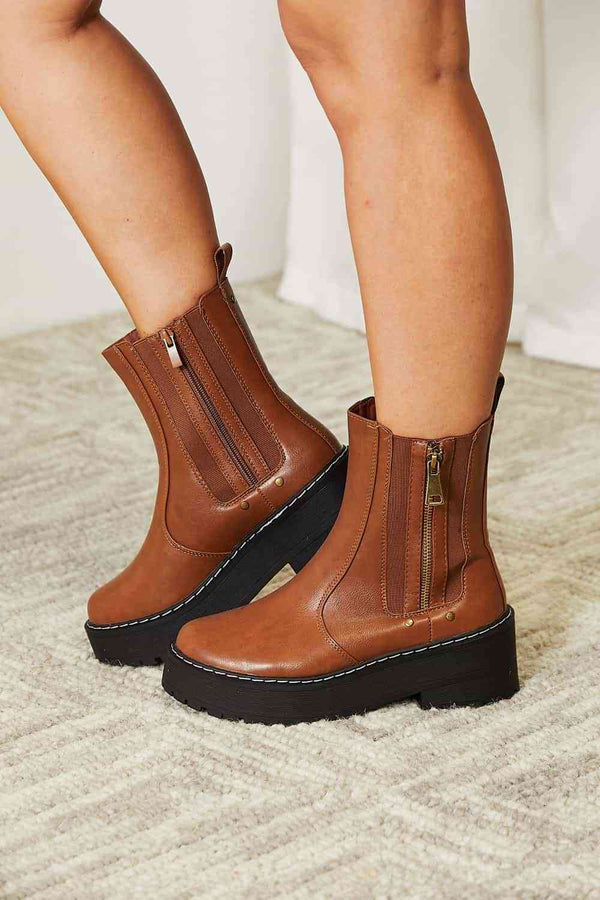  Side Zip Platform Boots Trendsi