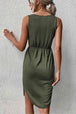 V-Neck Curved Hem Sleeveless Dress -BazaarBey - www.shopbazaarbey.com