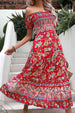 Floral Off-Shoulder Smocked Midi Dress -BazaarBey - www.shopbazaarbey.com