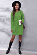 Cable-Knit Round Neck Sweater Dress Bazaarbey