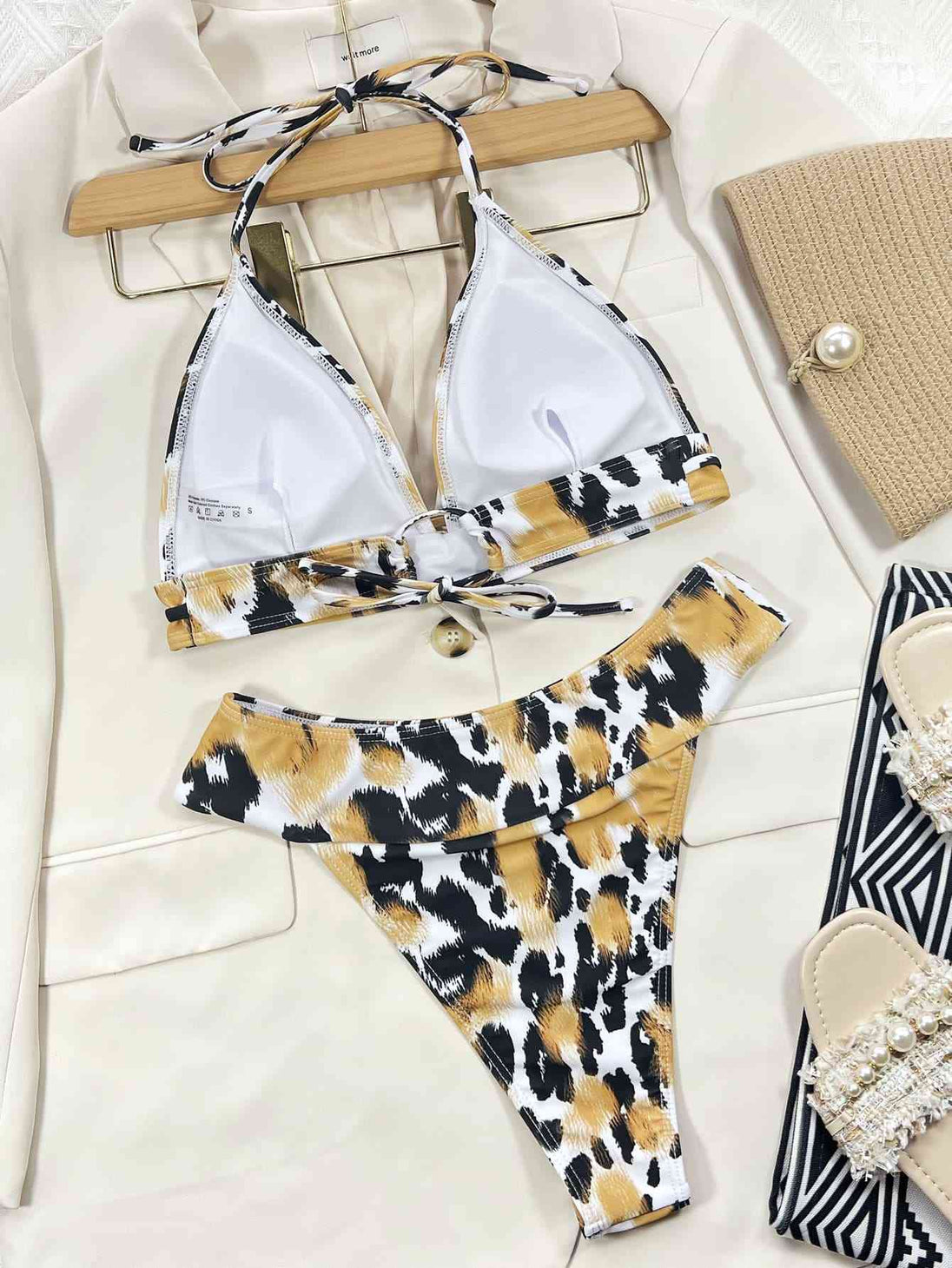 Animal Print Halter Neck Bikini Set Trendsi