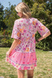 Floral  Buttoned Mini Dress -BazaarBey - www.shopbazaarbey.com