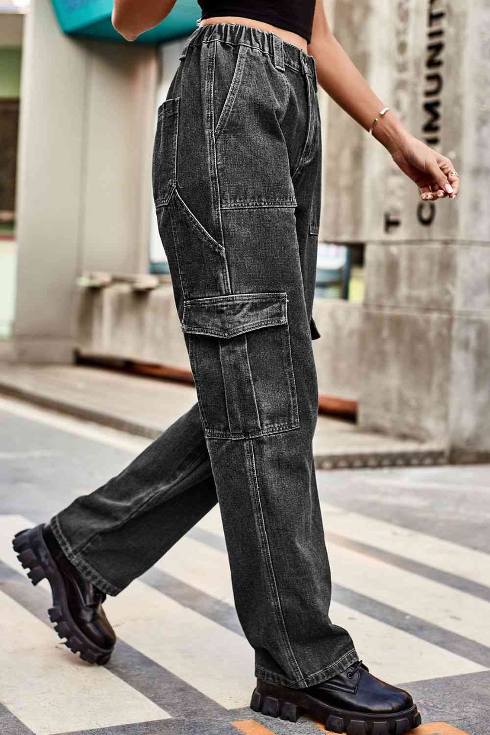 Loose Fit Long Pants with Pockets Trendsi