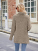 Ribbed Turtleneck Long Sleeve Slit Knit Top Bazaarbey
