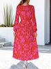 Floral V-Neck Long Sleeve Dress -BazaarBey - www.shopbazaarbey.com