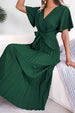 Pleated Flutter Sleeve Belted Dress -BazaarBey - www.shopbazaarbey.com