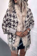 Houndstooth Fringe Hem Poncho Bazaarbey