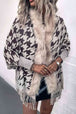Houndstooth Fringe Hem Poncho Bazaarbey