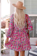 Floral Smocked V-Neck Flounce Sleeve Dress -BazaarBey - www.shopbazaarbey.com