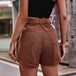 Belted Denim Shorts with Pockets Bazaarbey