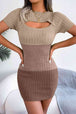 Color Block Cutout Short Sleeve Sweater Dress -BazaarBey - www.shopbazaarbey.com