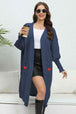 Lantern Sleeve Open Front Pocketed Cardigan Trendsi
