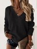 V-Neck Long Sleeve Knit Top Bazaarbey