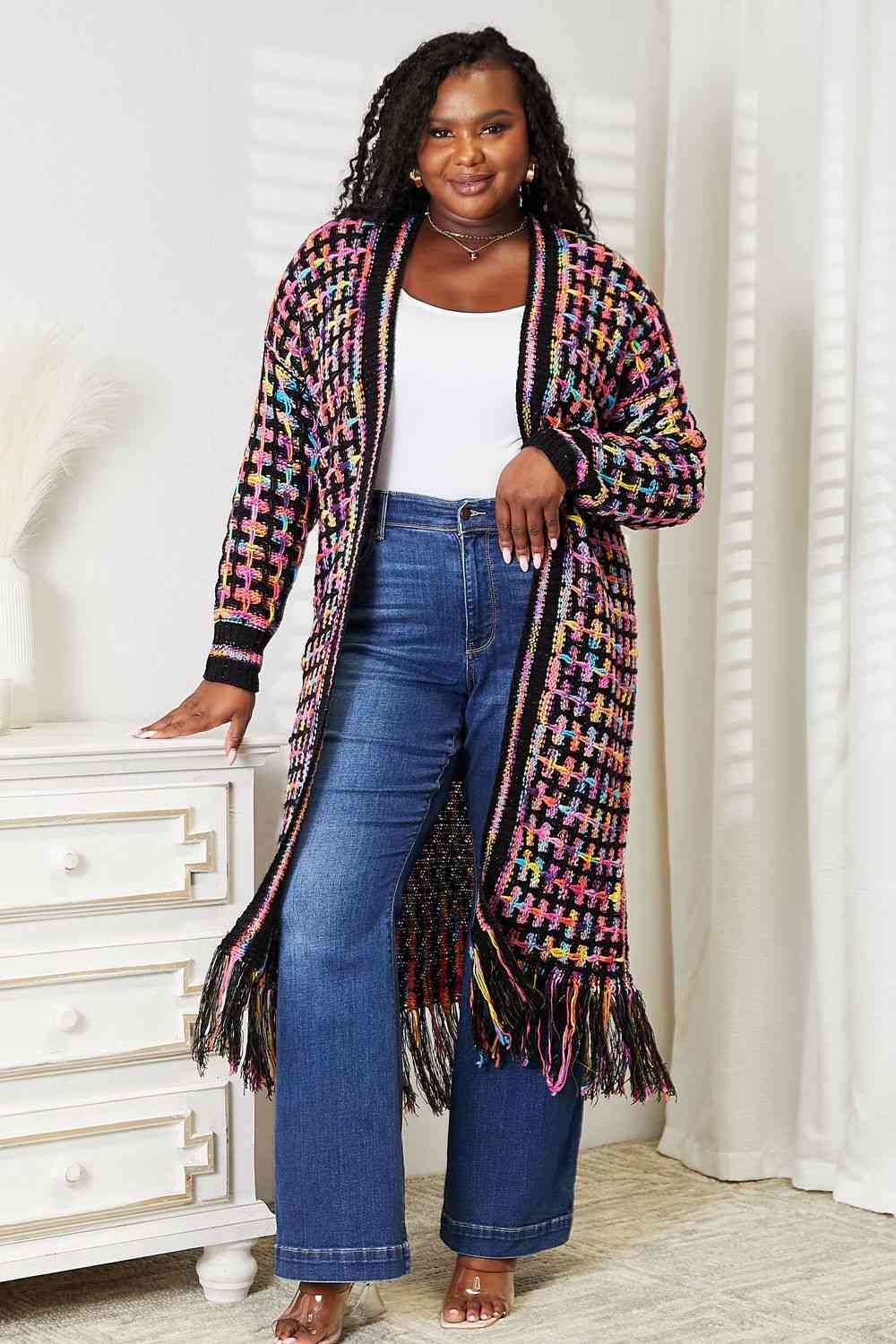   Multicolored   Hem Cardigan Trendsi