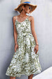 Floral Frill Trim Scoop Neck Spaghetti Strap Dress -BazaarBey - www.shopbazaarbey.com