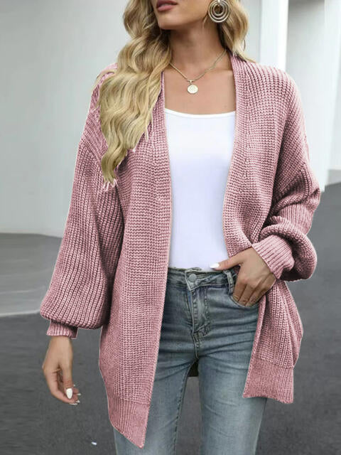 Drop Shoulder Balloon Sleeve Cardigan Bazaarbey