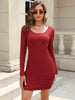 Round Neck Long Sleeve Mini Dress -BazaarBey - www.shopbazaarbey.com