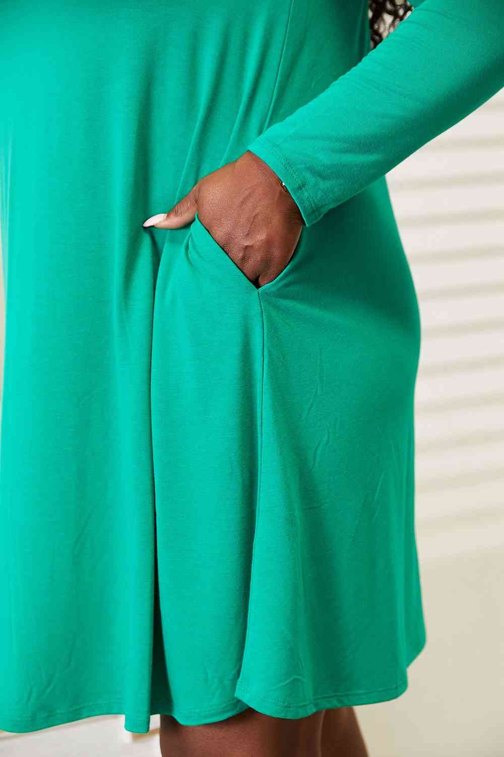  Full Size Long Sleeve Flare Dress with Pockets -BazaarBey - www.shopbazaarbey.com