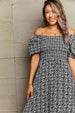 Floral Lace-Up Off-Shoulder Midi Dress -BazaarBey - www.shopbazaarbey.com