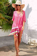 Rainbow Stripe Openwork Slit Cover-Up Bazaarbey