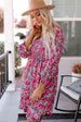 Floral Smocked V-Neck Flounce Sleeve Dress -BazaarBey - www.shopbazaarbey.com