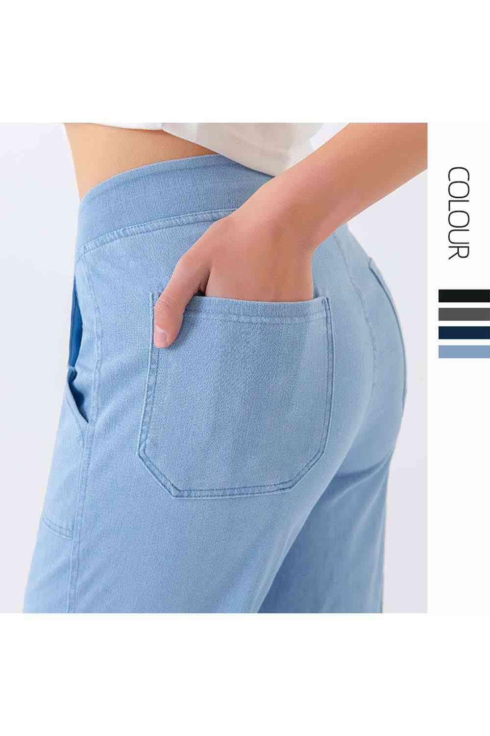 Buttoned Pocketed Long Jeans Trendsi