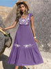 Embroidered Square Neck Ruffle Hem Dress -BazaarBey - www.shopbazaarbey.com