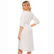 Pinstripe Tie Waist Round Neck Dress -BazaarBey - www.shopbazaarbey.com
