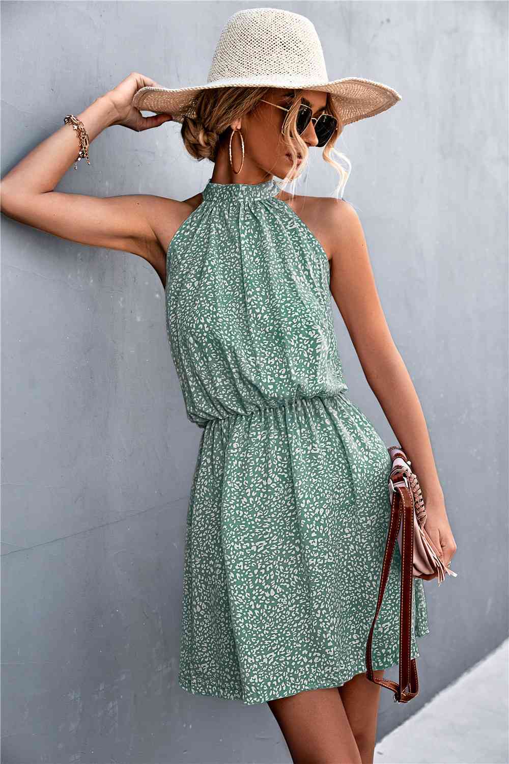 Floral Tied Sleeveless Mini Dress -BazaarBey - www.shopbazaarbey.com