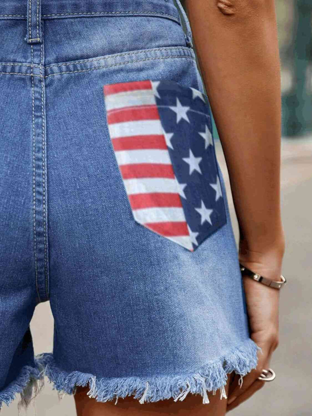 Raw Hem Denim Shorts with Pockets Bazaarbey