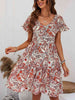 Printed V-Neck Tiered Dress -BazaarBey - www.shopbazaarbey.com
