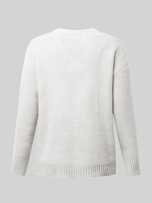 V-Neck Long Sleeve Knit Top Bazaarbey