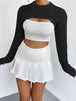 Distressed Long Sleeve Cropped Sweater Trendsi