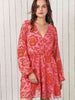 Printed  Neck Mini Dress -BazaarBey - www.shopbazaarbey.com