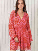 Printed  Neck Mini Dress -BazaarBey - www.shopbazaarbey.com