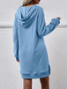 Slit Long Sleeve Hooded Dress with Pocket -BazaarBey - www.shopbazaarbey.com