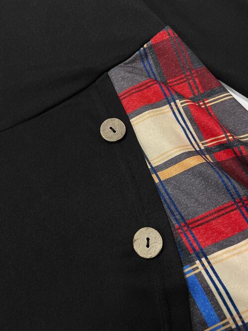 Plus Size Plaid Buttoned Long Sleeve Hooded Dress -BazaarBey - www.shopbazaarbey.com
