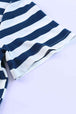 Striped V-Neck Short Sleeve Side Slit Dress -BazaarBey - www.shopbazaarbey.com