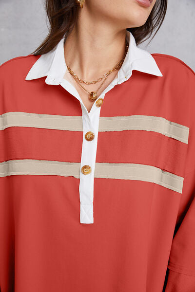 Half Button Handkerchief Hem Dress -BazaarBey - www.shopbazaarbey.com