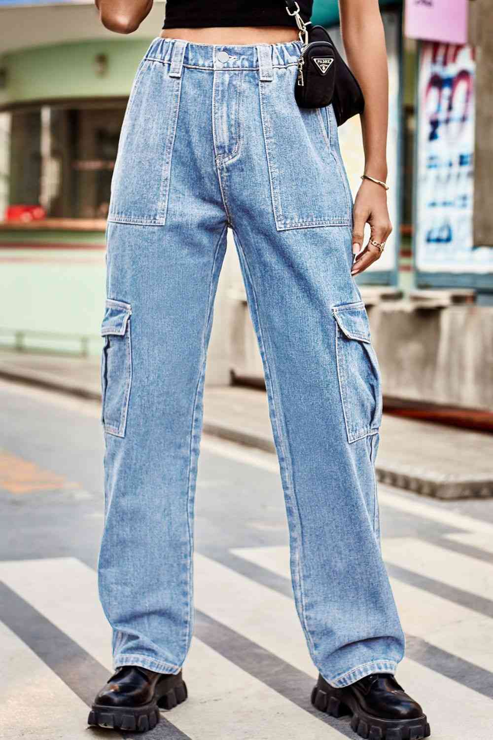 Loose Fit Long Pants with Pockets Trendsi