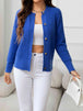 Round Neck Cable-Knit Buttoned Knit Top Trendsi