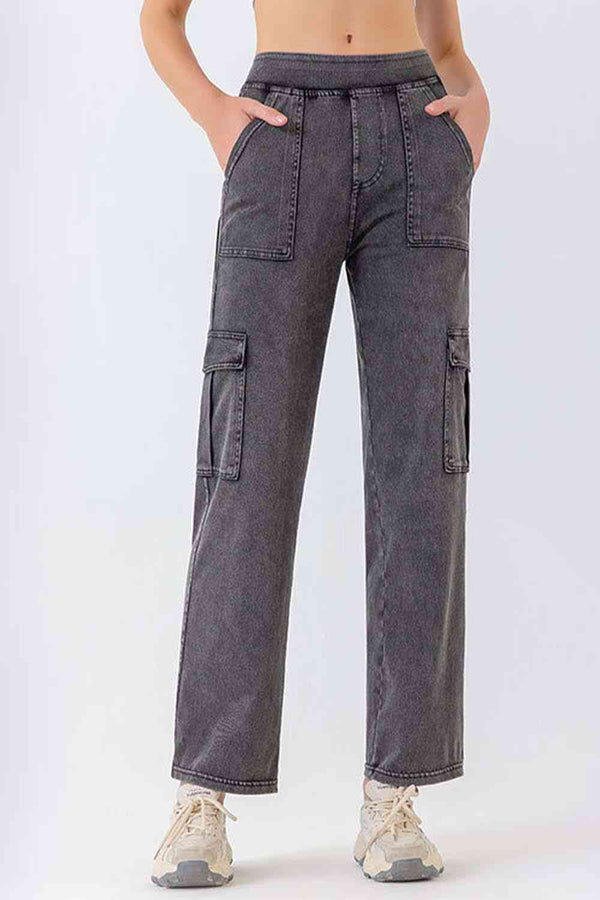 Buttoned Pocketed Long Jeans Trendsi