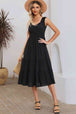 Smocked Waist Sleeveless Tiered Dress with Pockets -BazaarBey - www.shopbazaarbey.com