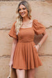 Square Neck Pleated Romper with Pockets -BazaarBey - www.shopbazaarbey.com