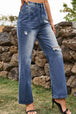 Distressed Buttoned Loose Fit Jeans Trendsi