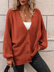  Button Down Horizontal-Ribbing  Cardigan Trendsi