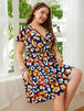 Plus Size Leopard  Neck Flutter Sleeve Dress -BazaarBey - www.shopbazaarbey.com