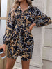 Tie Front Printed Collared Neck Shirt Dress Bazaarbey