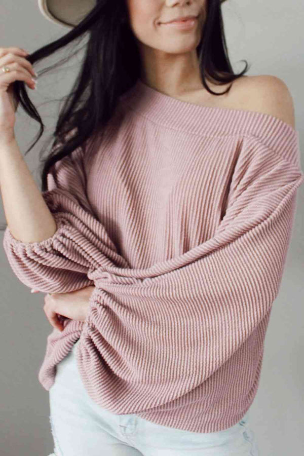 Ribbed Long Sleeve Knit Top Bazaarbey